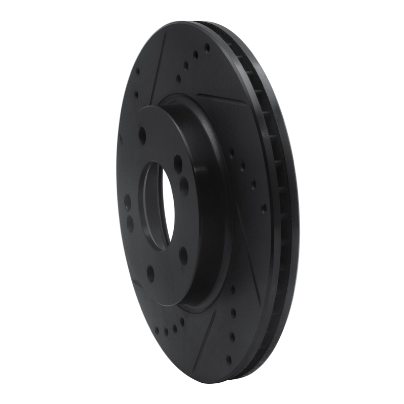 Hyundai Ioniq Brake Rotor (1) - Front Left - R1 Concepts - Drilled & Slotted - Black - `17-`22